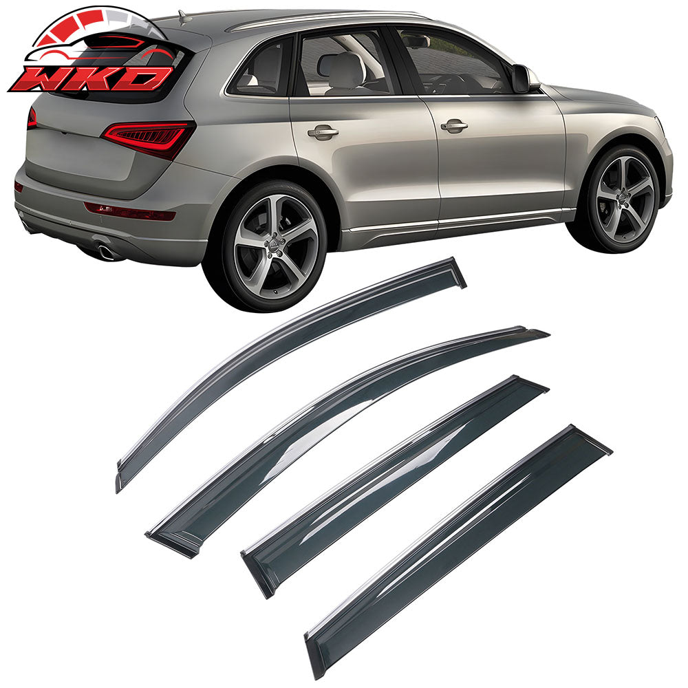 Fits 09-17 Audi Q5 8R Side Window Visors Shade With Chrome Trims 4Pcs Set - PC