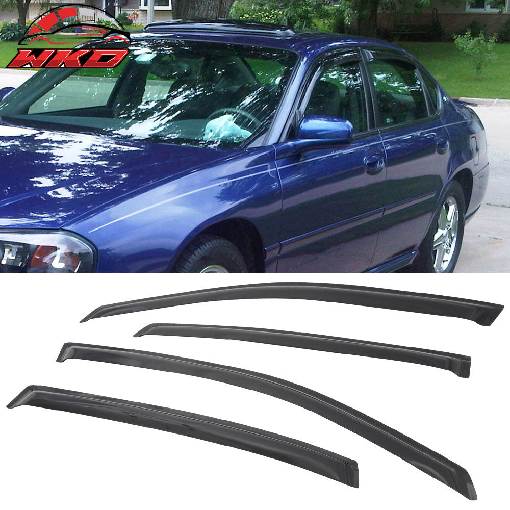 Fits 2000-2005 Chevrolet Impala Acrylic Window Visors Sun Rain Guard Vent Shield