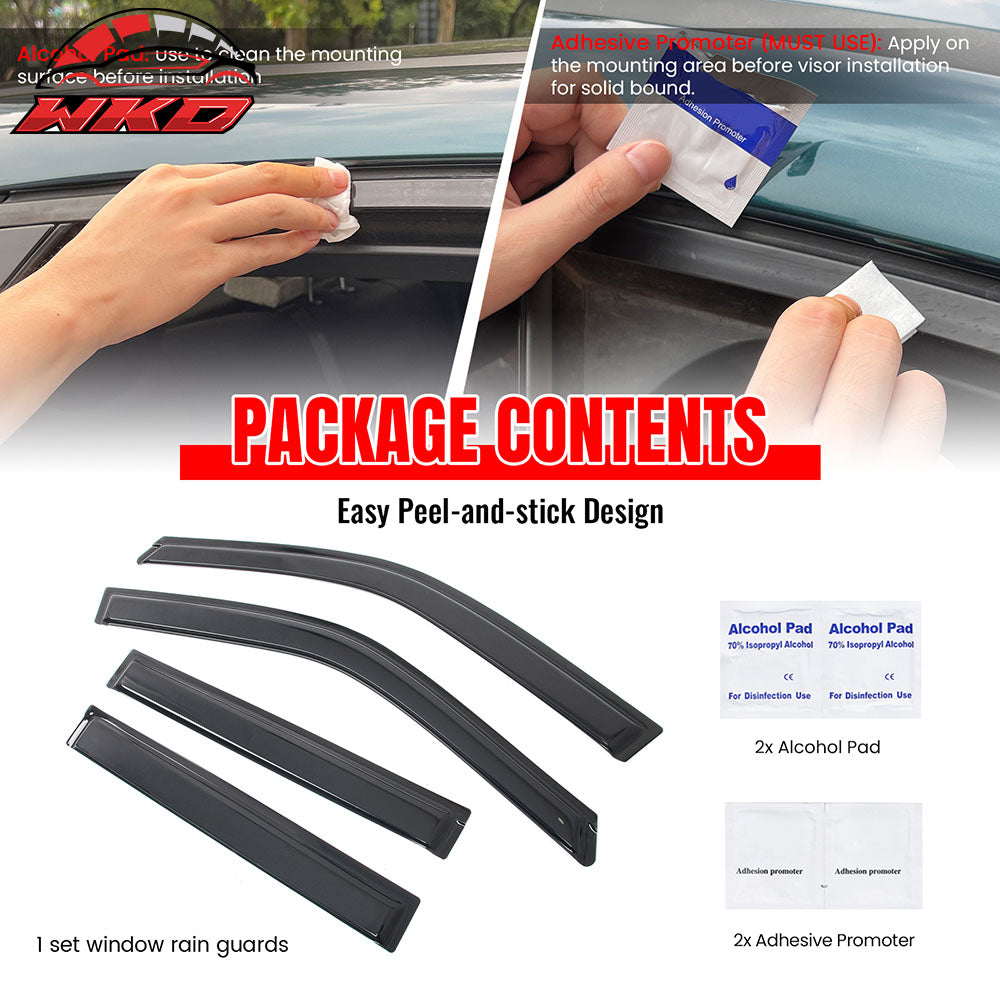 Fits 18-25 Ford Expedition Lincoln Navigator Window Visors Sun Deflector Tape-On