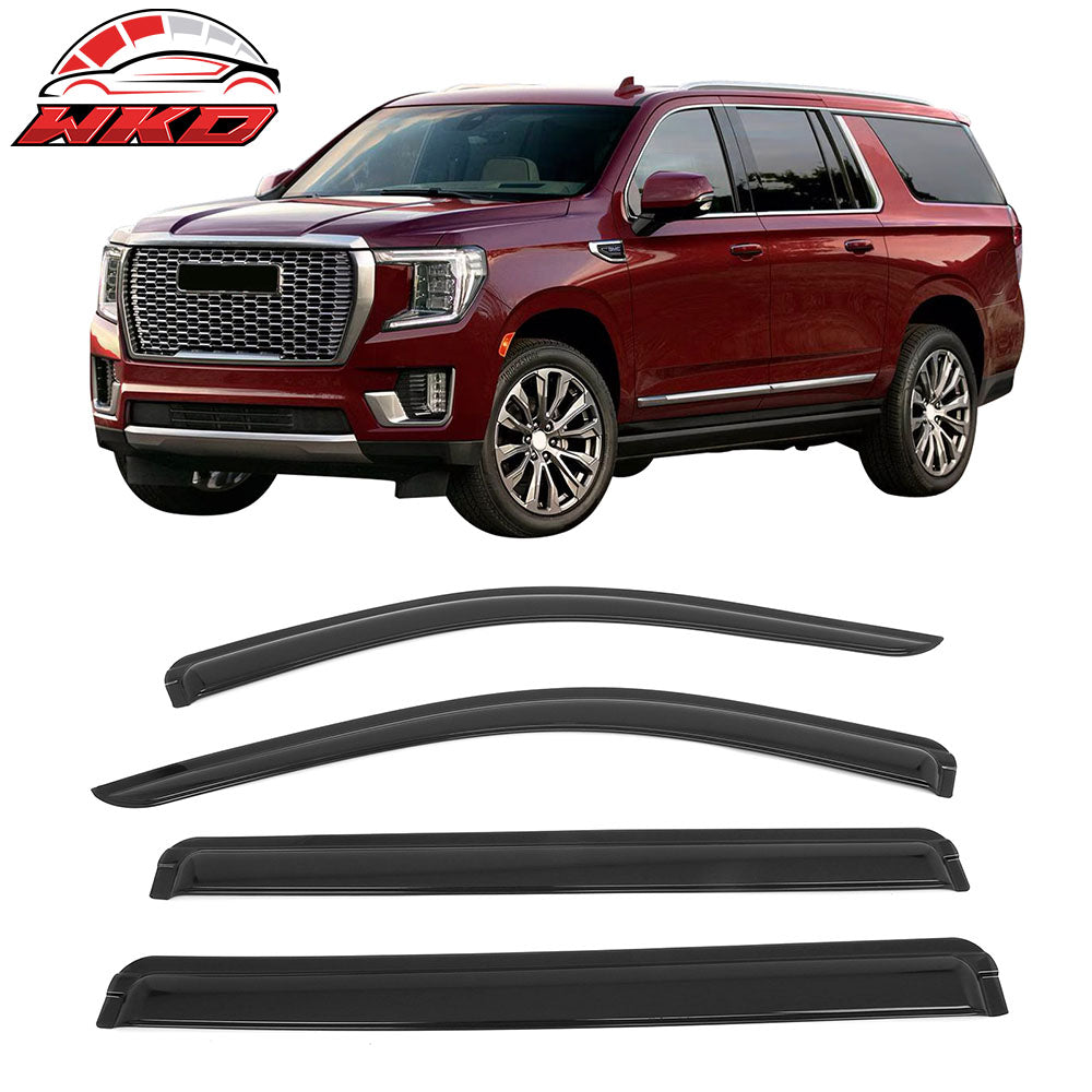 Fits 21-25 Chevy Suburban & GMC Yukon Tape on Window Visors Rain Sun Deflectors