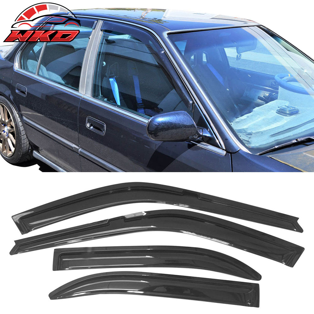 Fits 90-93 Honda Accord 4Dr Acrylic Window Visors Rain Guard Deflector Vent 4PCS