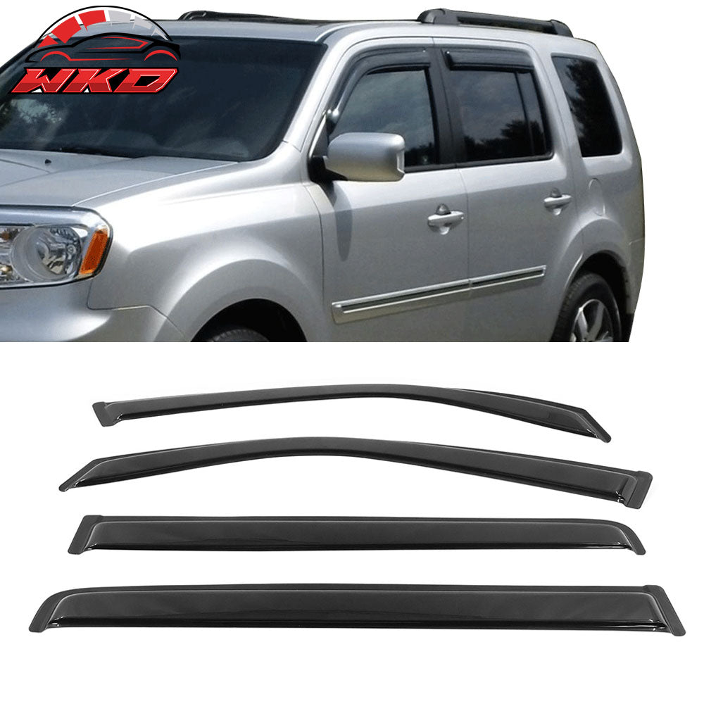Fits 09-15 Honda Pilot Acrylic Tape-On Slim 4PCS Window Visors Vent Rain Guard