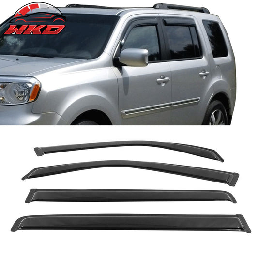 Fits 09-15 Honda Pilot Acrylic Tape-On Slim 4PCS Window Visors Vent Rain Guard