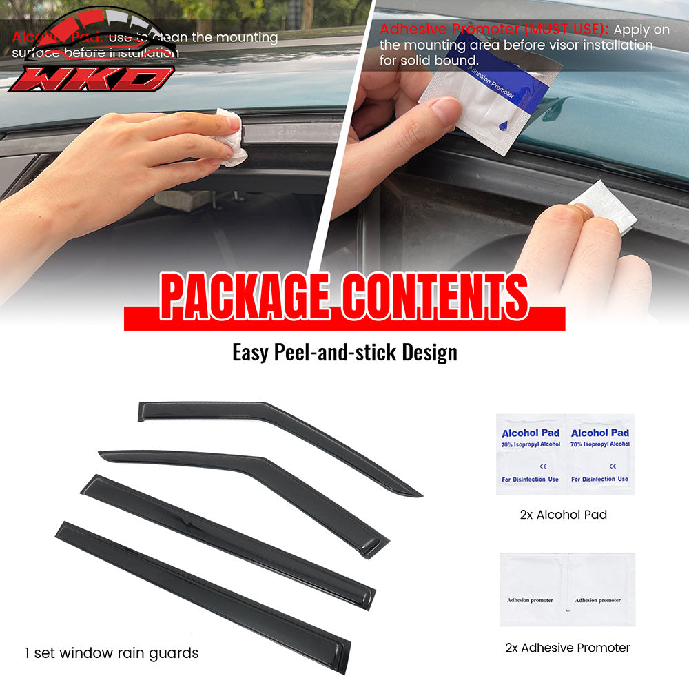 Fits 24-26 Hyundai Santa Fe Window Visors Vent Rain Sun Guard Deflectors Tape-On