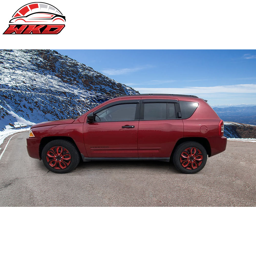Fit 07-17 Jeep Compass Acrylic 4PC Window Visor Sun Guard Rain Deflector Tape-On