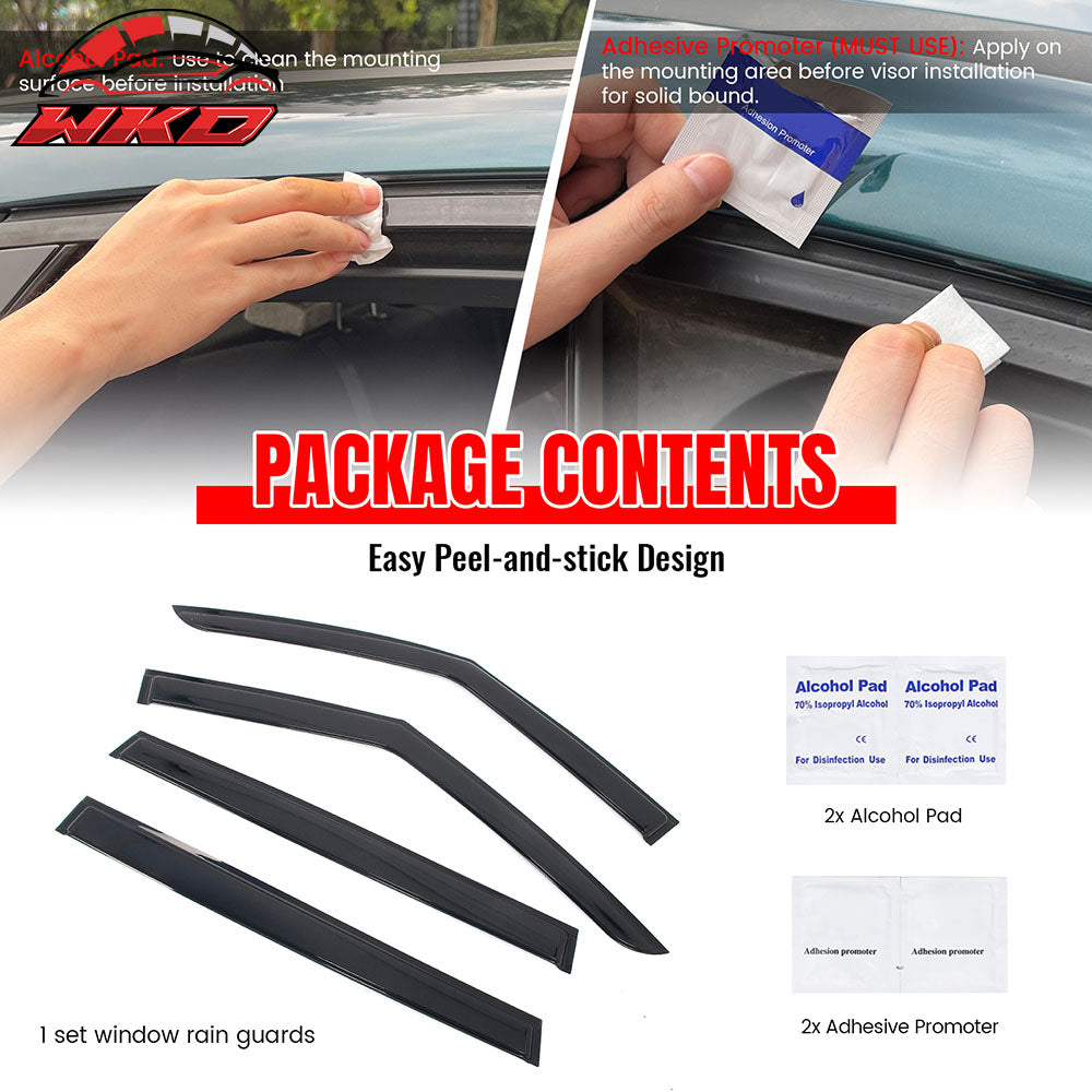 Fits 24-26 Kia EV9 Window Visors Vent Rain Wind Sun Guards Deflectors Tape-On