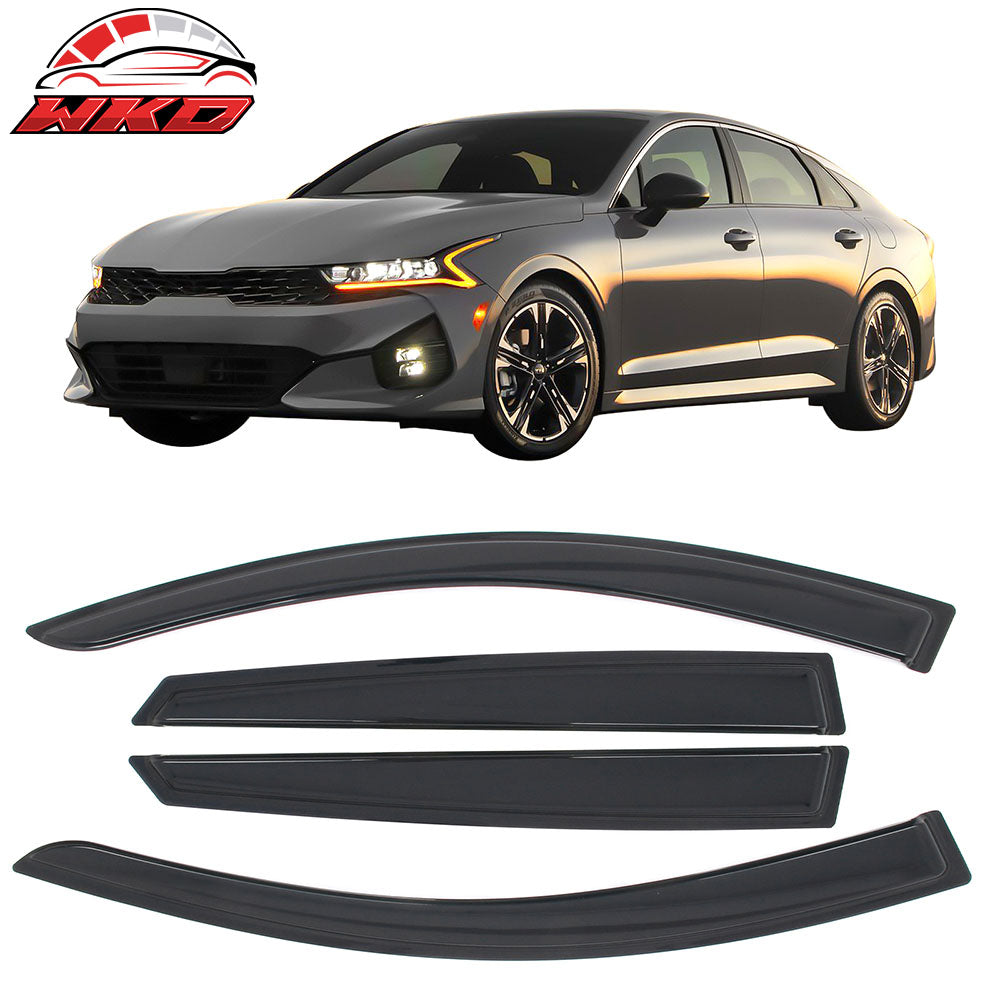 Fits 21-25 Kia K5 Tape on Window Visors Vent Rain Sun Wind Guards Deflectors