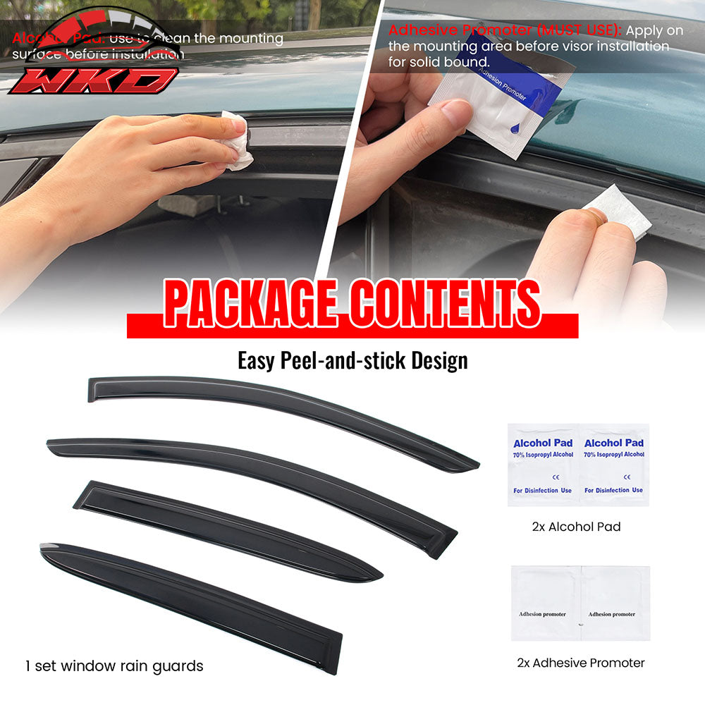 Fits 15-20 Benz X156 GLA Class Window Visors Vent Sun Guards Deflectors Tape-On