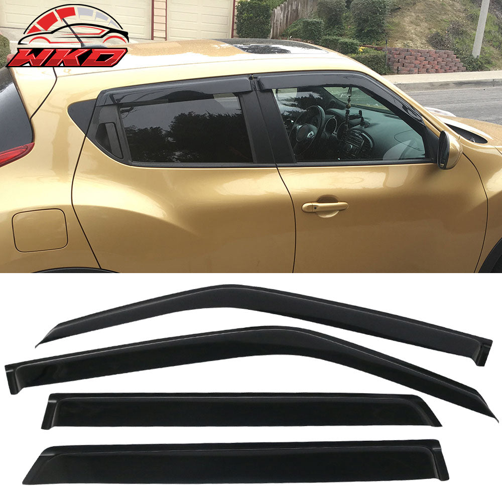 Fits 11-17 Nissan Juke Acrylic Tape-On 4PCS Window Visors Vent Rain Sun Guard