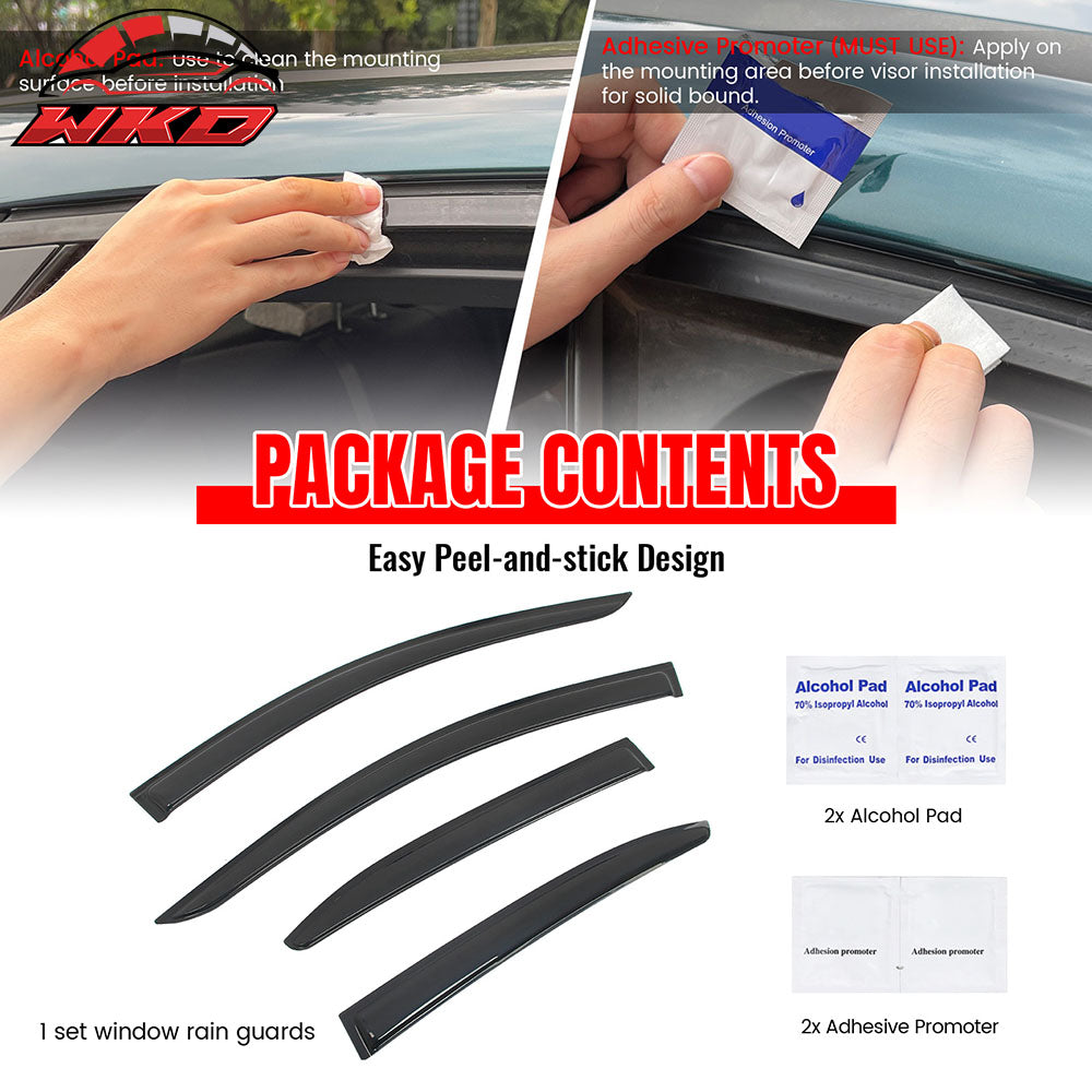 Fits 20-25 Toyota Corolla Sedan Window Visors Vent Rain Guard Deflectors Tape-On