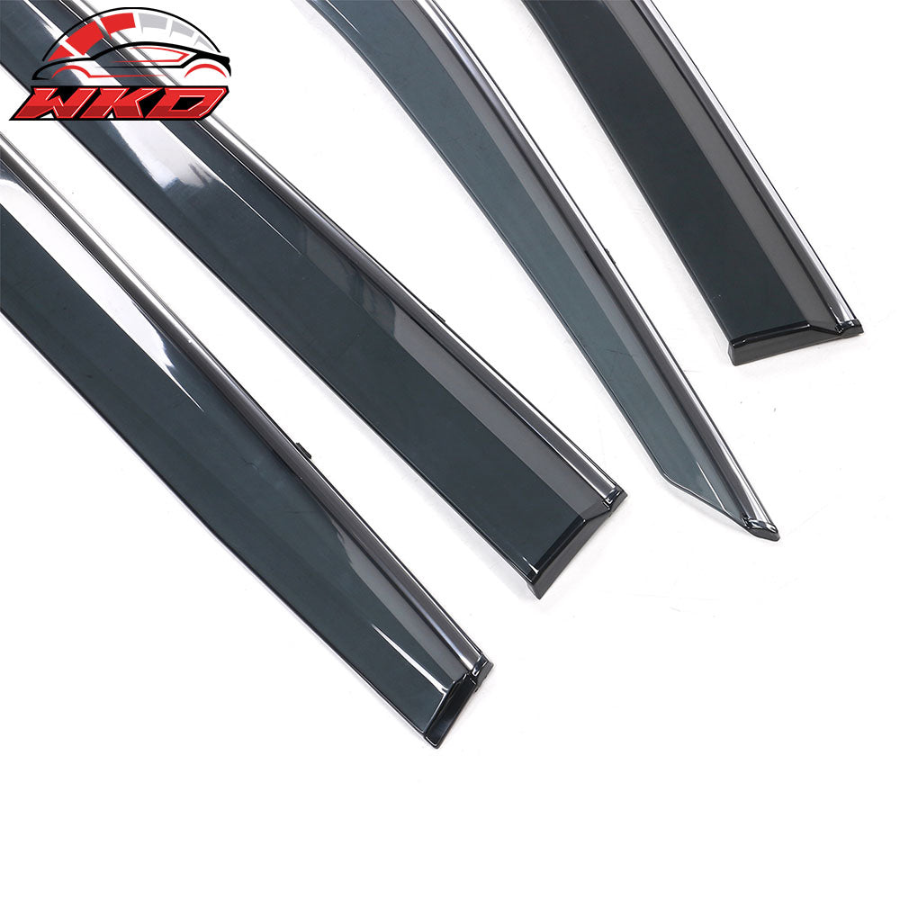 Fits 20-25 Toyota Highlander Slim PC Injection Window Visors w/ Chrome Trim 4PCS