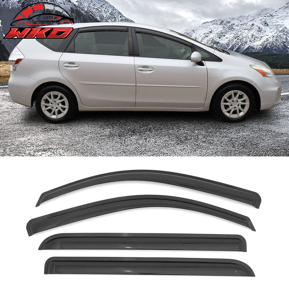 Fits 12-18 Toyota Prius V 4PCS Window Visors Air Deflector Rain Guard Tape-On