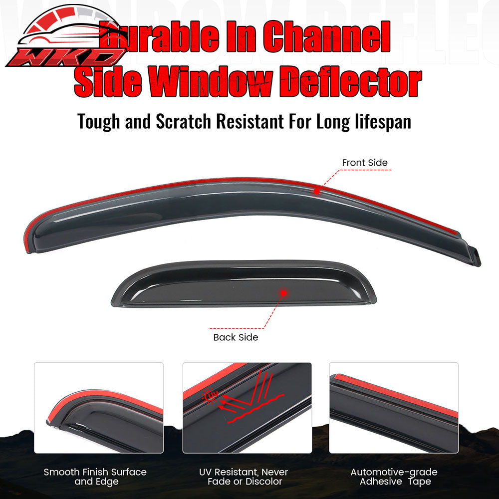 Fits 07-14 Silverado Sierra 1500 2500 HD Extended Cab Window Visors In-Channel