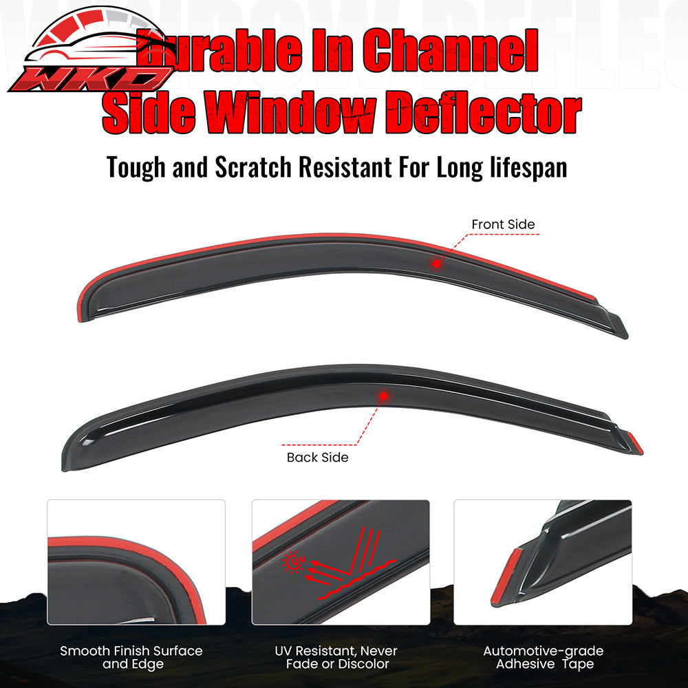 Fits 07-14 Silverado Sierra 1500 2500 HD Standard Cab Window Visors In-Channel