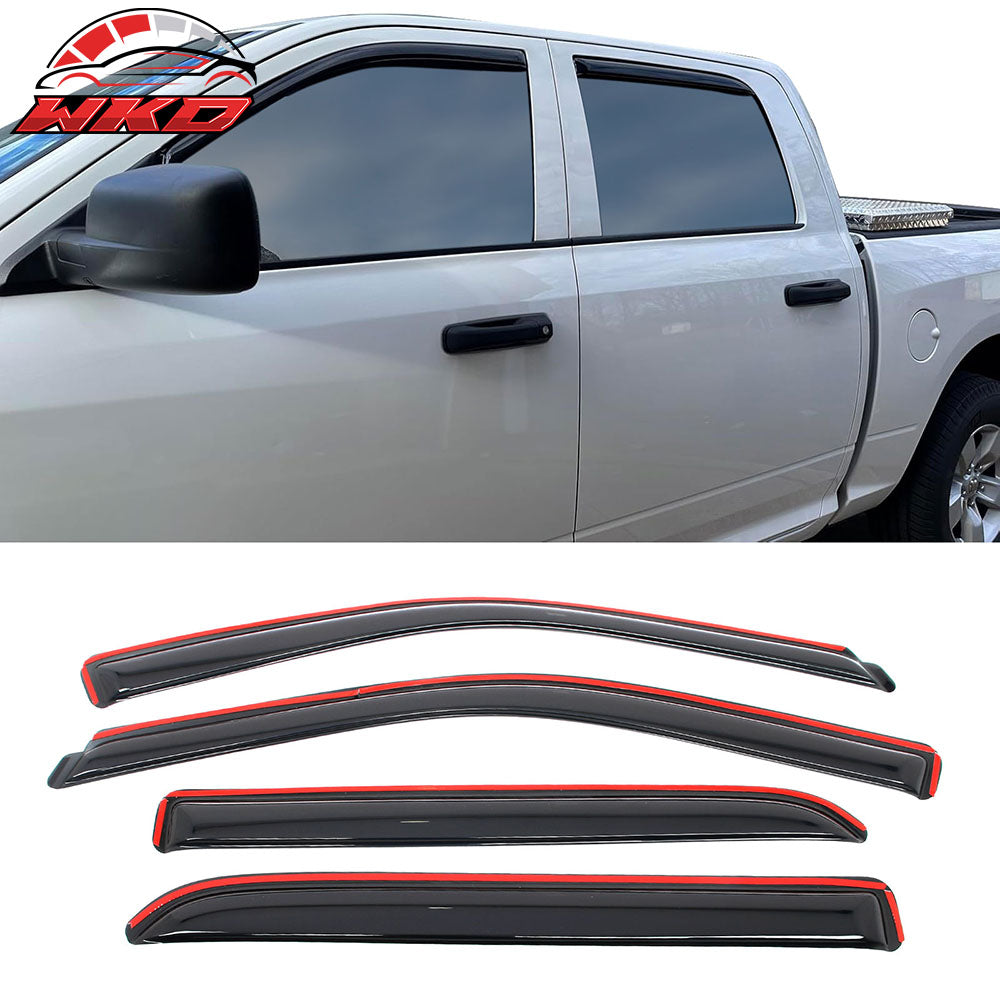 2009-25 Dodge Ram 1500 2500 Crew Cab Window Visors Rain Deflectors In-Channel | Wholesale
