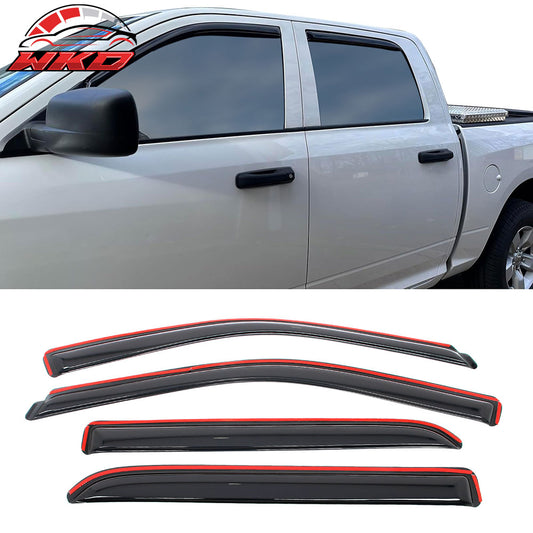 2009-25 Dodge Ram 1500 2500 Crew Cab Window Visors Rain Deflectors In-Channel | Wholesale