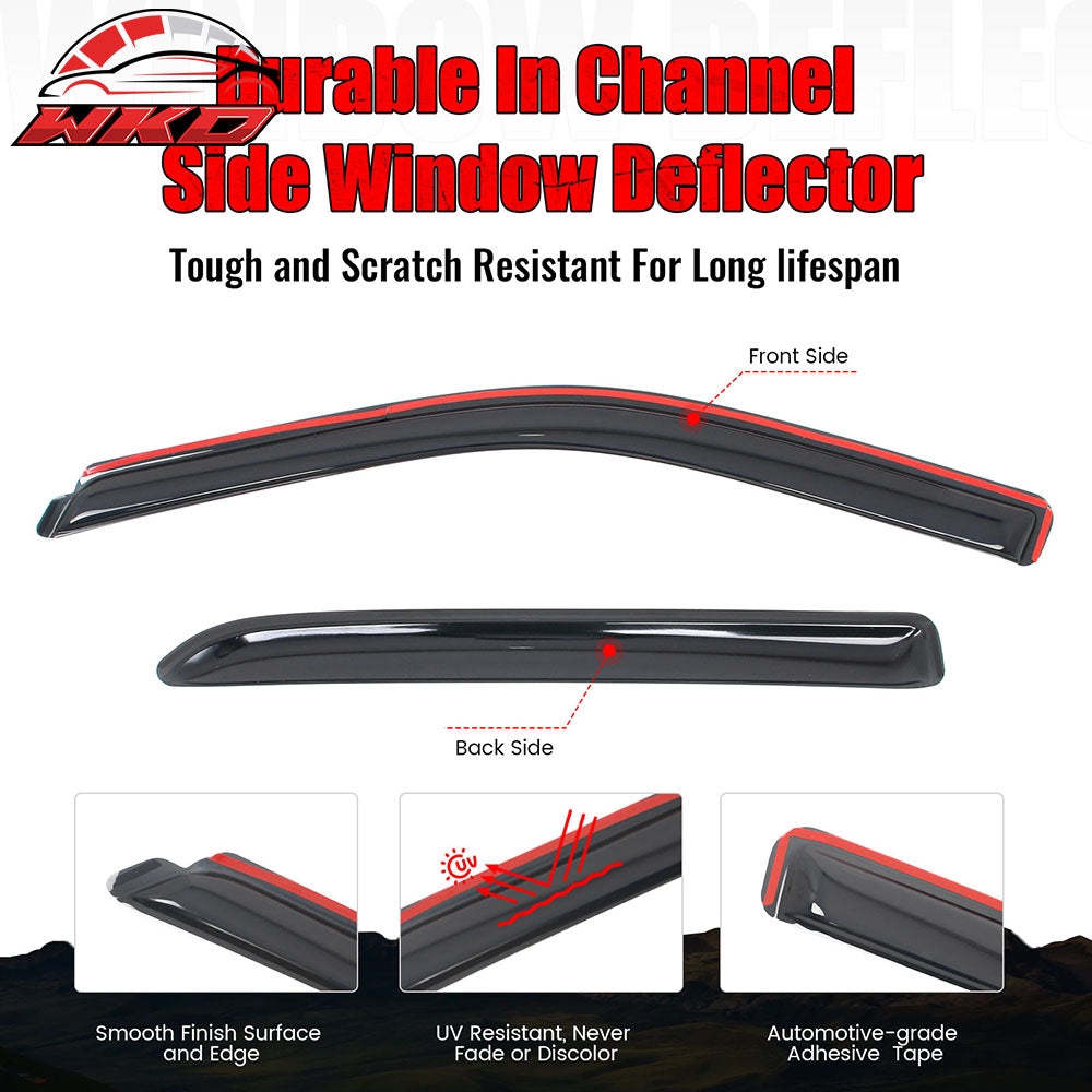 Fits 09-25 Dodge Ram 1500 2500 Crew Cab Window Visors Rain Deflectors In-Channel