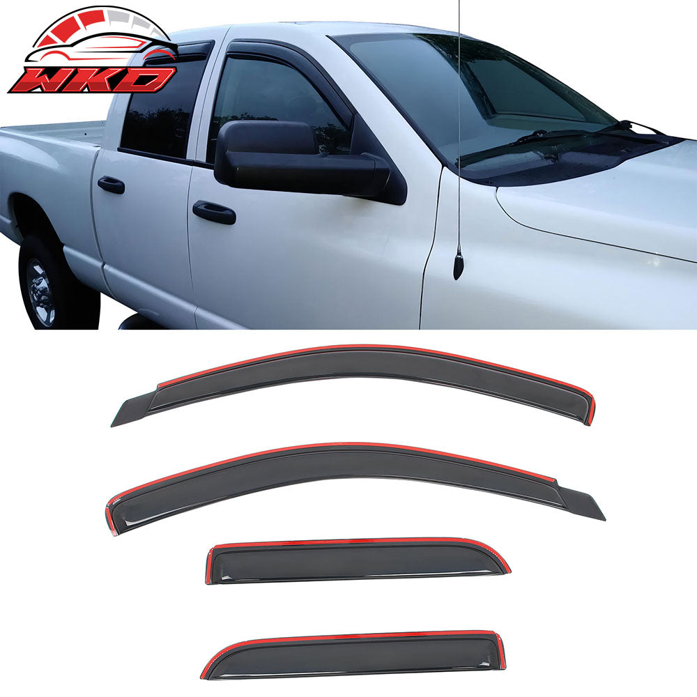 2002-09 Dodge Ram 1500 2500 3500 Quad Cab Window Visors Deflectors In Channel | Wholesale
