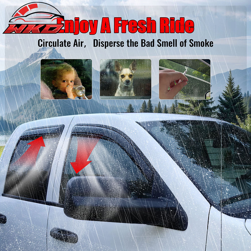 Fits 02-09 Dodge Ram 1500 2500 3500 Quad Cab Window Visors Deflectors In Channel