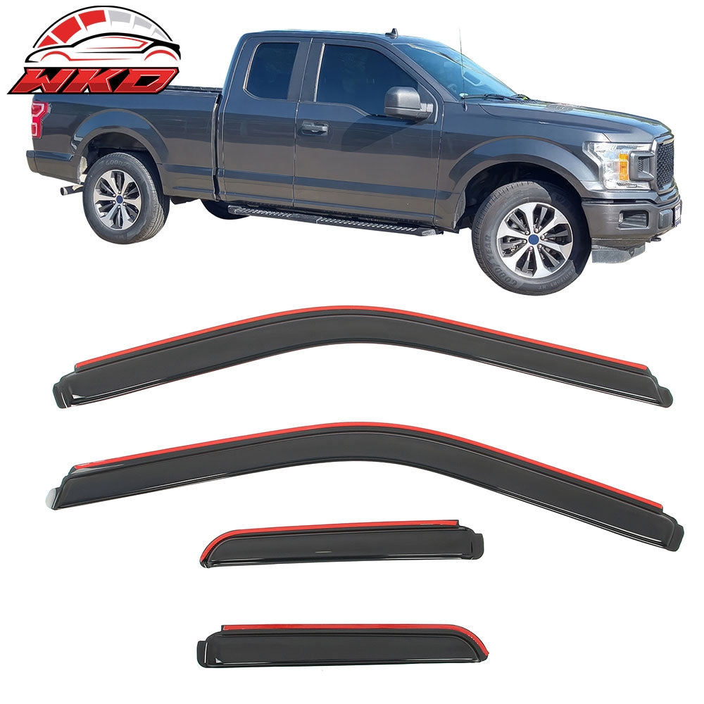 2015-26 Ford F150 2017-26 F250 F350 F450 Extended Cab Window Visors In-Channel | Wholesale