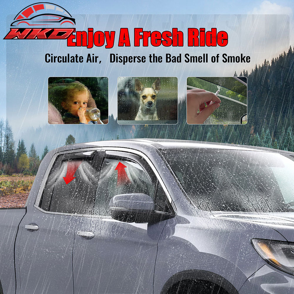 Fits 17-25 Honda Ridgeline Window Visors In-Channel Side Deflector Rain Guard