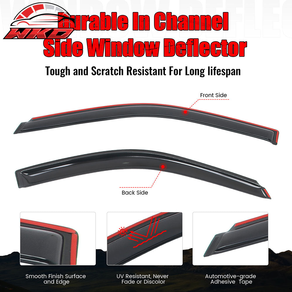 Fits 99-04 Honda Odyssey In Channel Window Visors Sun Rain Vent Sun Deflectors