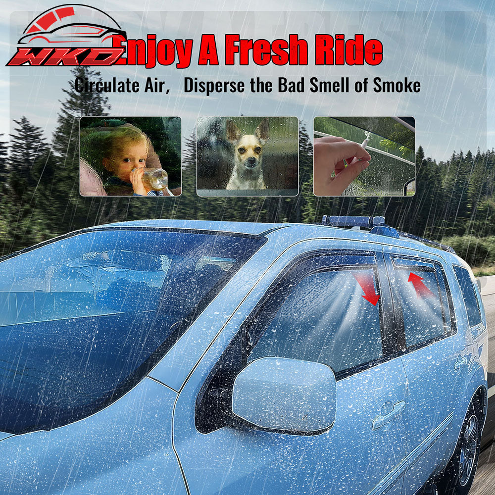 Fits 09-15 Honda Pilot Window Visors In Channel Deflectors Rain Vent Guard 4PCS