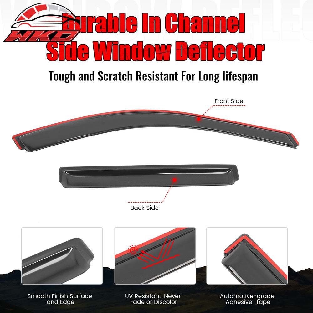 Fits 22-25 Jeep Grand Cherokee Window Visors Side Door In Channel Deflector Vent