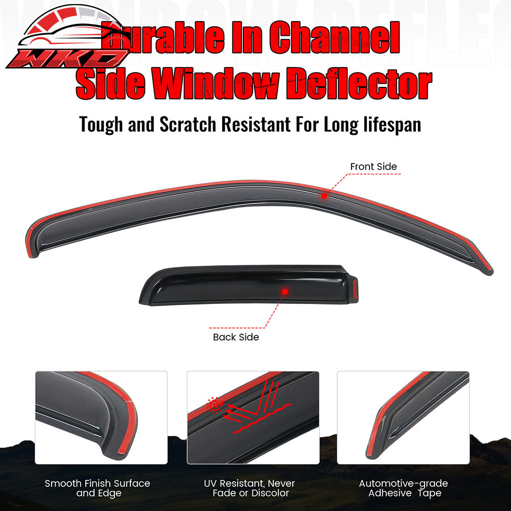 Fits 02-07 Jeep Liberty In Channel Acrylic Window Visors Side Sun Rain Deflector