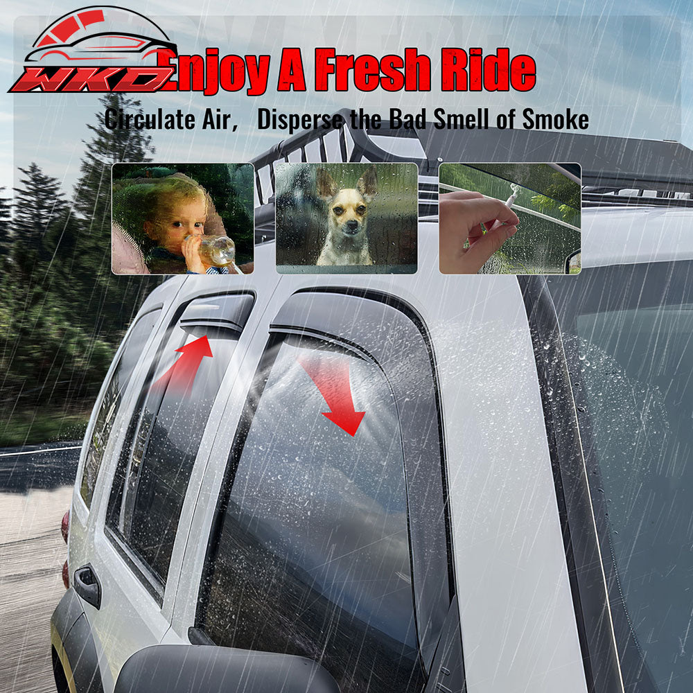 Fits 02-07 Jeep Liberty In Channel Acrylic Window Visors Side Sun Rain Deflector