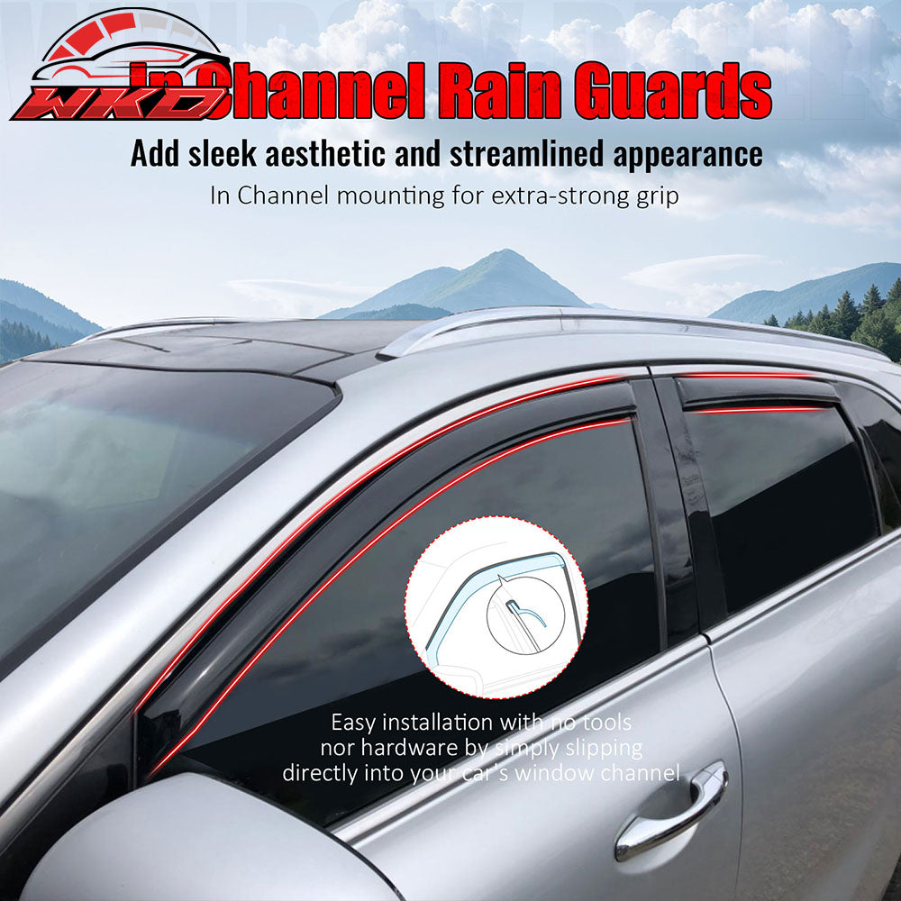 Fits 16-20 Kia Sorento In-channel Window Visor Acrylic Side Door Deflectors 4PC