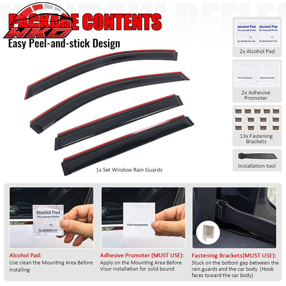 Wholesale 13-20 Nissan Pathfinder 4PC Side Window Visor Acrylic Deflectors- In-Channel