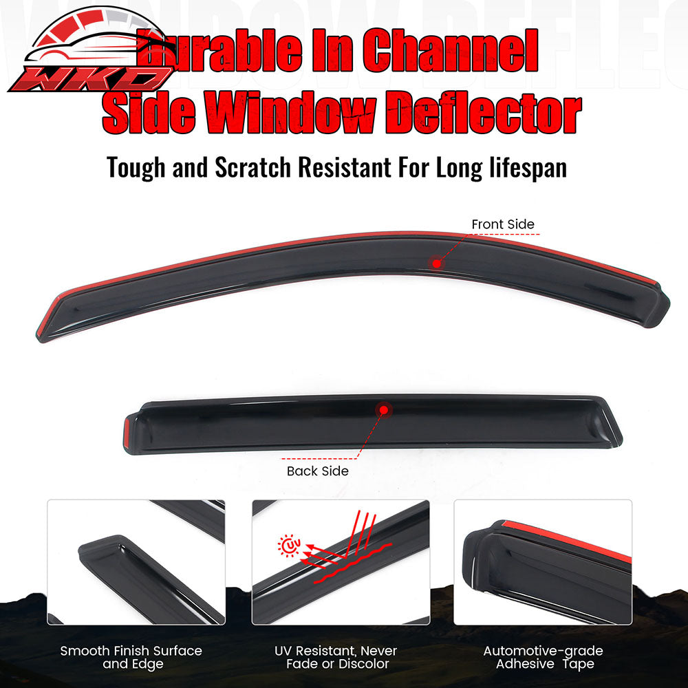 Fits 14-20 Nissan Rogue Acrylic Window Visors In Channel Rain Sun Deflectors Set