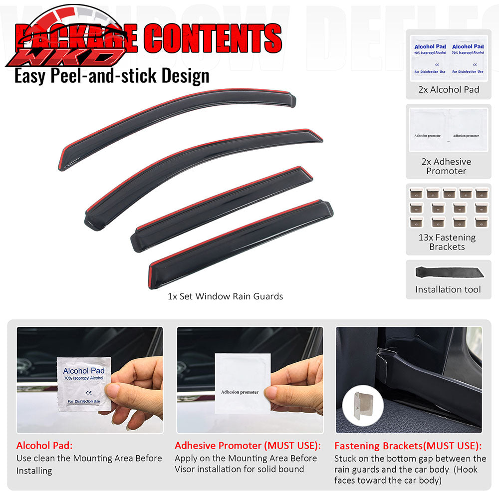 Fits 14-20 Nissan Rogue Acrylic Window Visors In Channel Rain Sun Deflectors Set