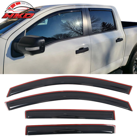 Wholesale 16-24 Nissan Titan XD& Titan Crew Cab In-Channel Window Deflectors Acrylic
