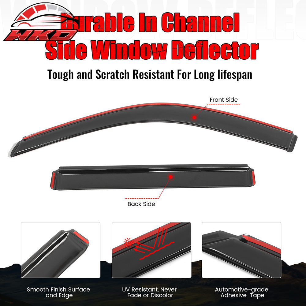 Fits 01-07 Toyota Highlander Acrylic Window Visors In-Channel Rain Sun Deflector