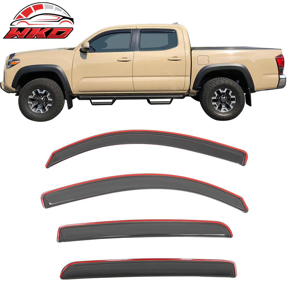2016-23 Toyota Tacoma Double Cab In-Channel Window Visors Acrylic Rain Shade | Wholesale