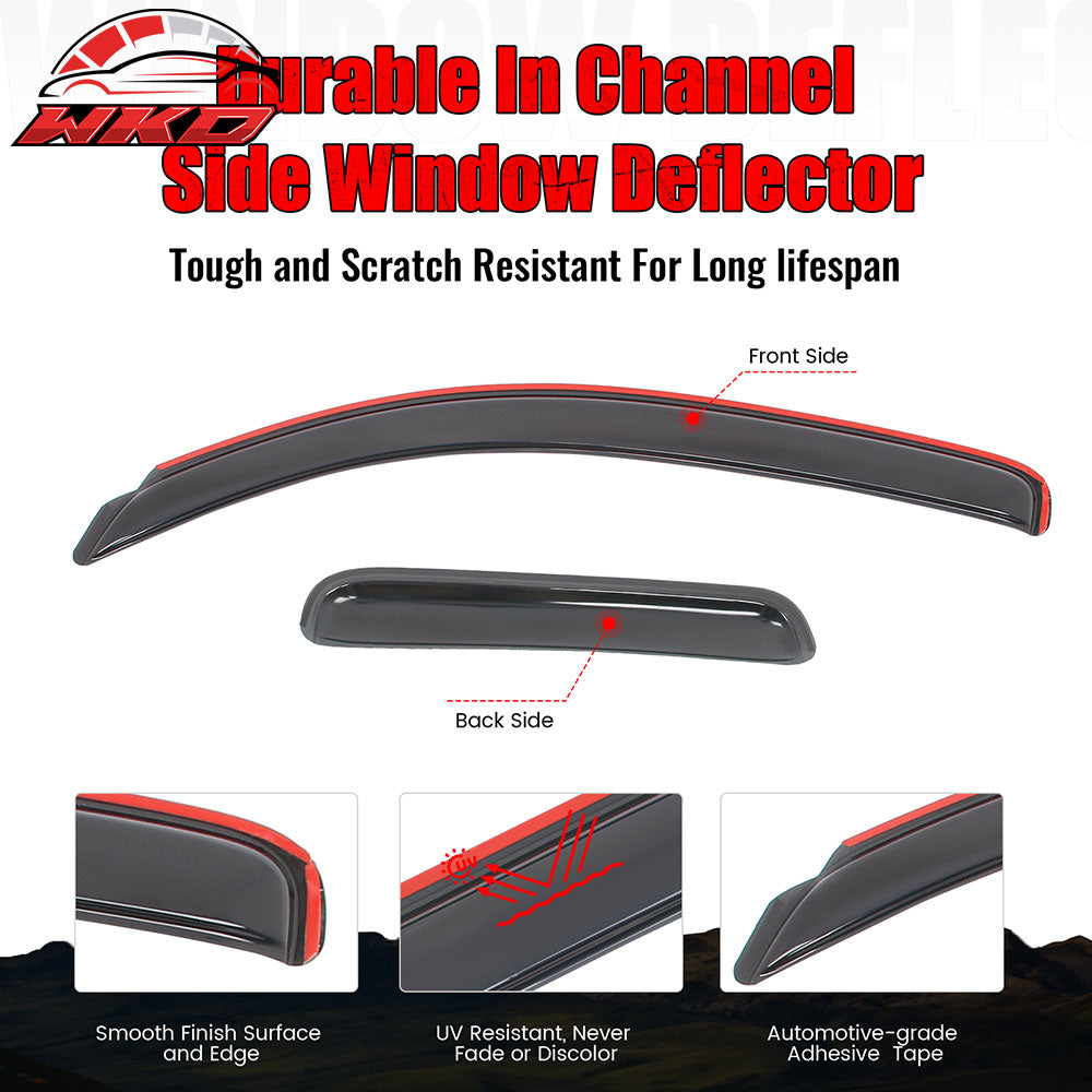 Fits 07-21 Toyota Tundra Double Cab In-Channel Window Visors Acrylic Rain Shade