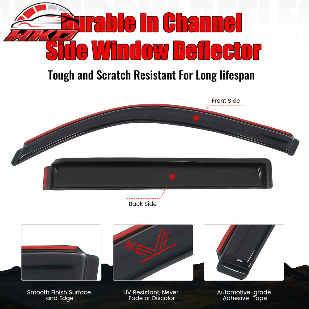 Fits 03-09 Toyota 4Runner 4PCS In-Channel Window Visors Somke Acrylic Deflectors