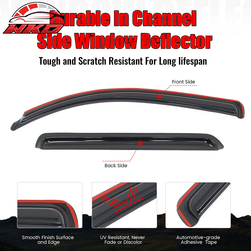 Fits 08-22 Toyota Sequoia In-Channel Side Window Deflectors Acrylic Rain Shade