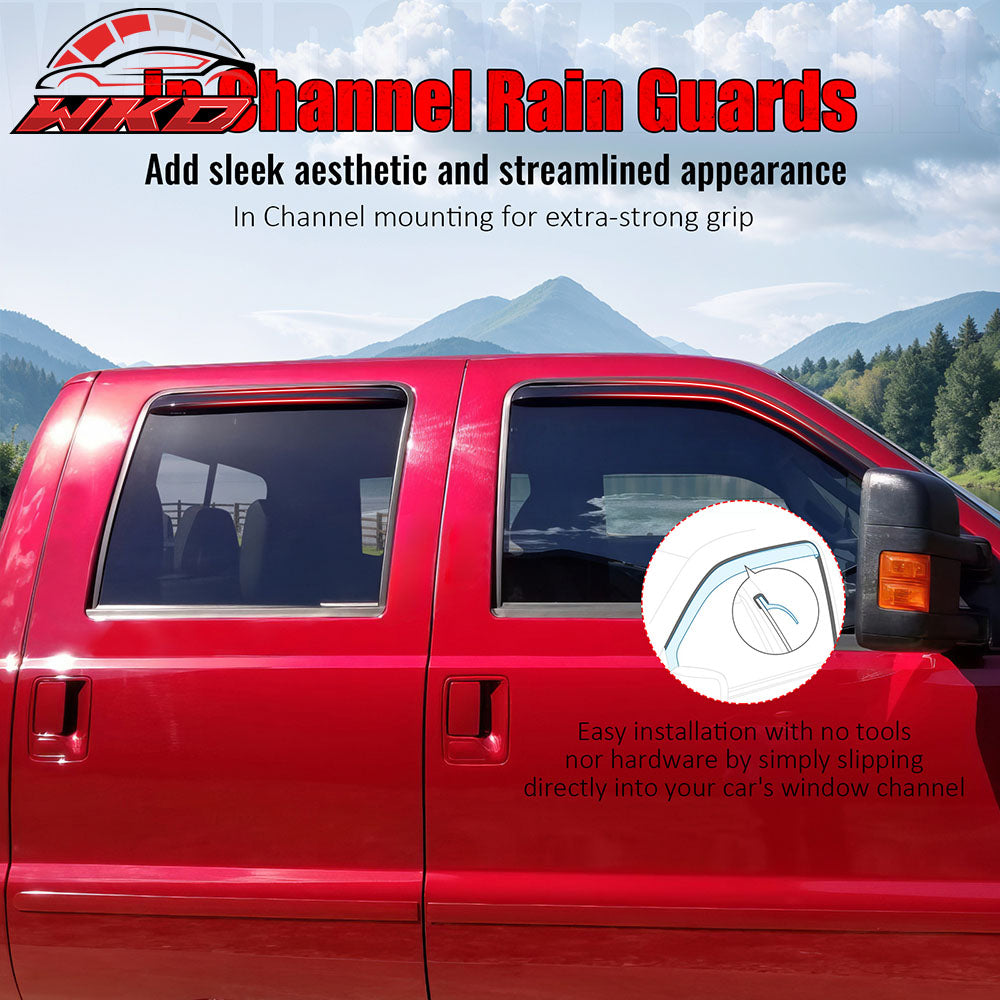 Fits 08-22 Toyota Sequoia In-Channel Side Window Deflectors Acrylic Rain Shade
