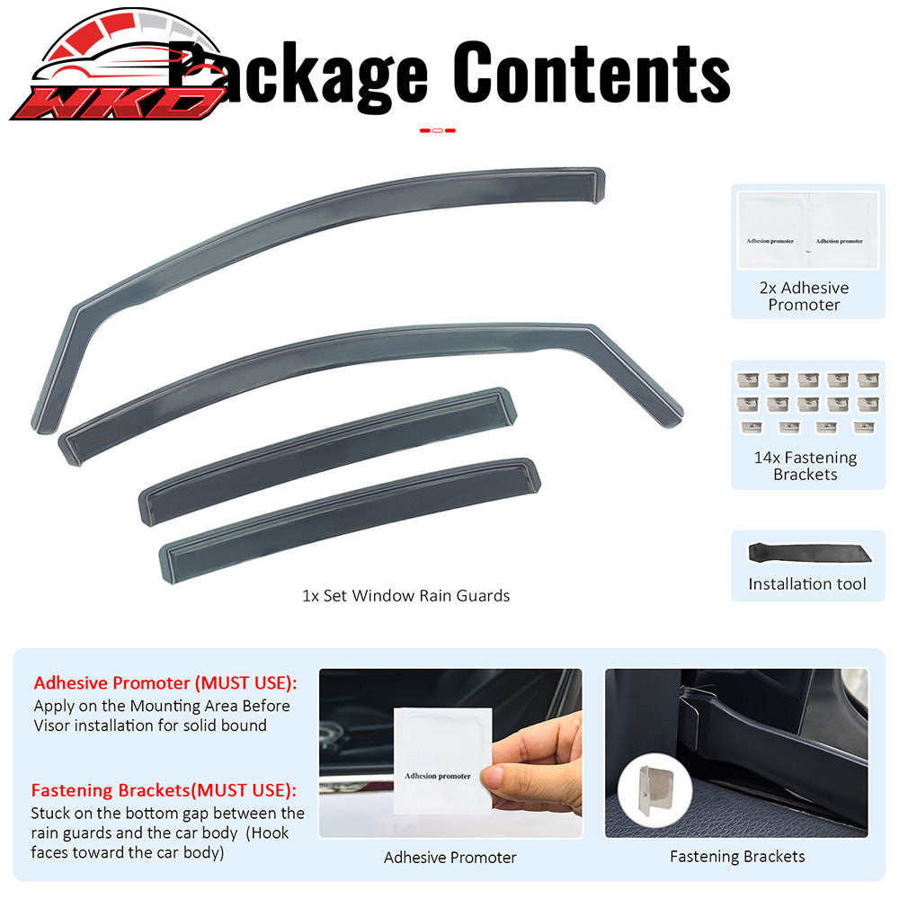 Fits 18-24 Chevy Equinox Side Window Visors Injection PC In-Channel Deflectors