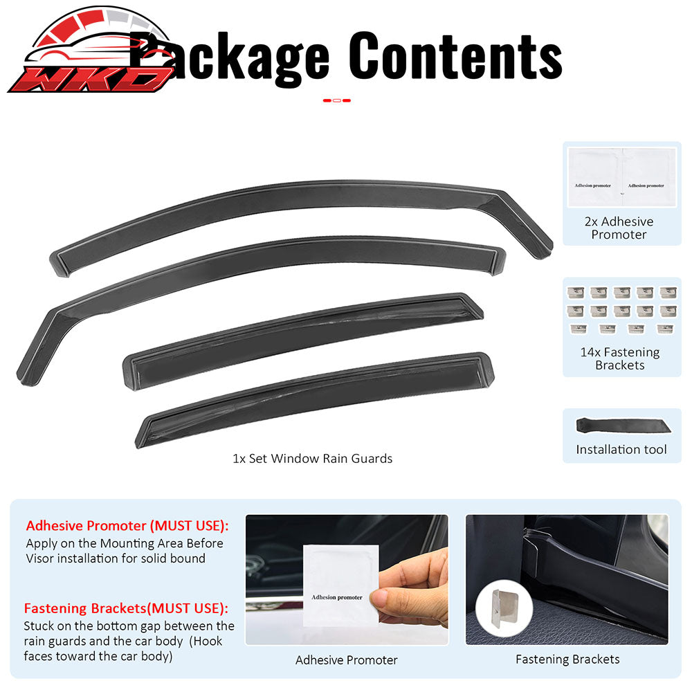 Fits 18-25 Honda Accord Sedan Window Visors Injection PC In-Channel Deflectors