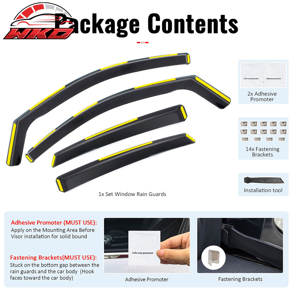 Fits 16-21 Honda Civic Sedan Window Visors Injection PC In-Channel Deflectors