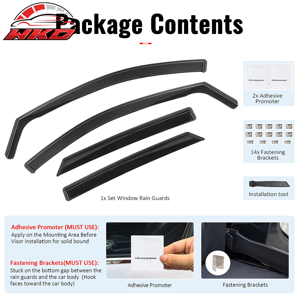 Fits 12-16 Honda CR-V Side Window Visors Injection PC In-Channel Deflectors 4PCS