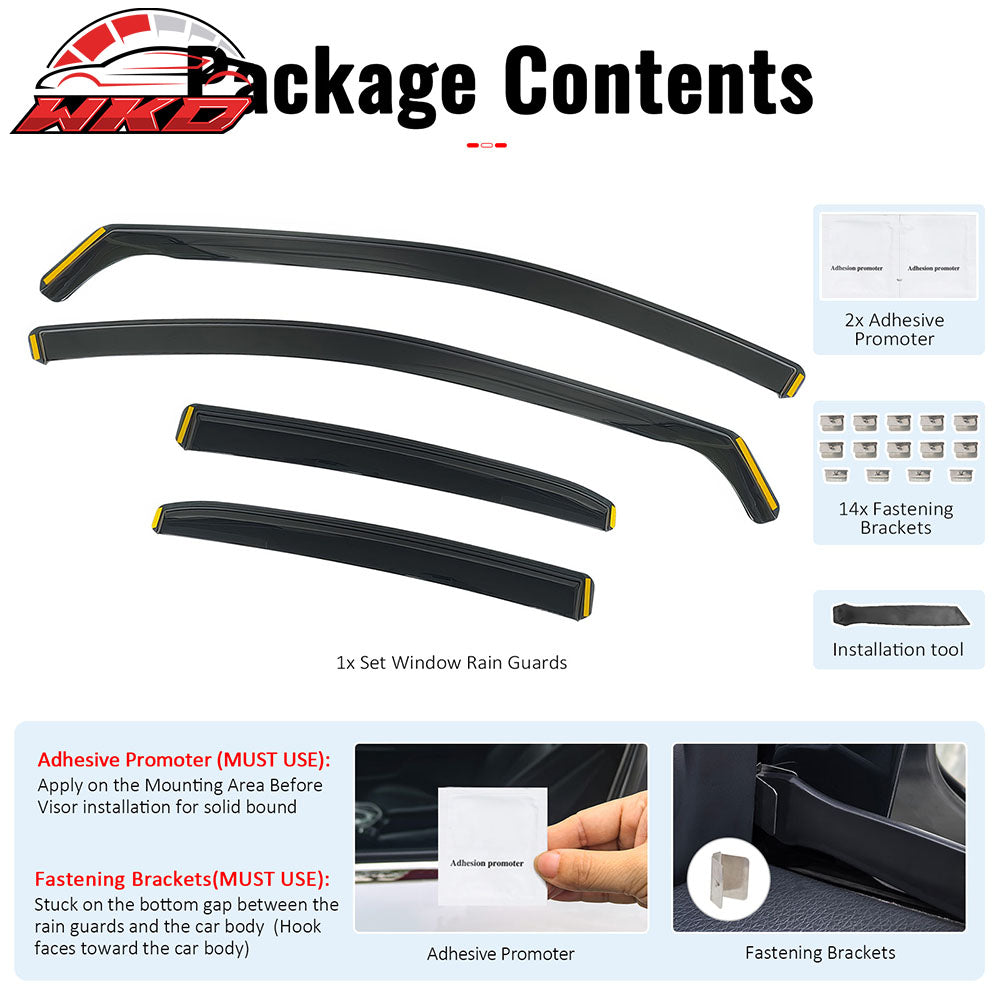 Fits 18-24 Toyota Camry In-Channel Window Visors Vent Rain Guards Deflectors PC