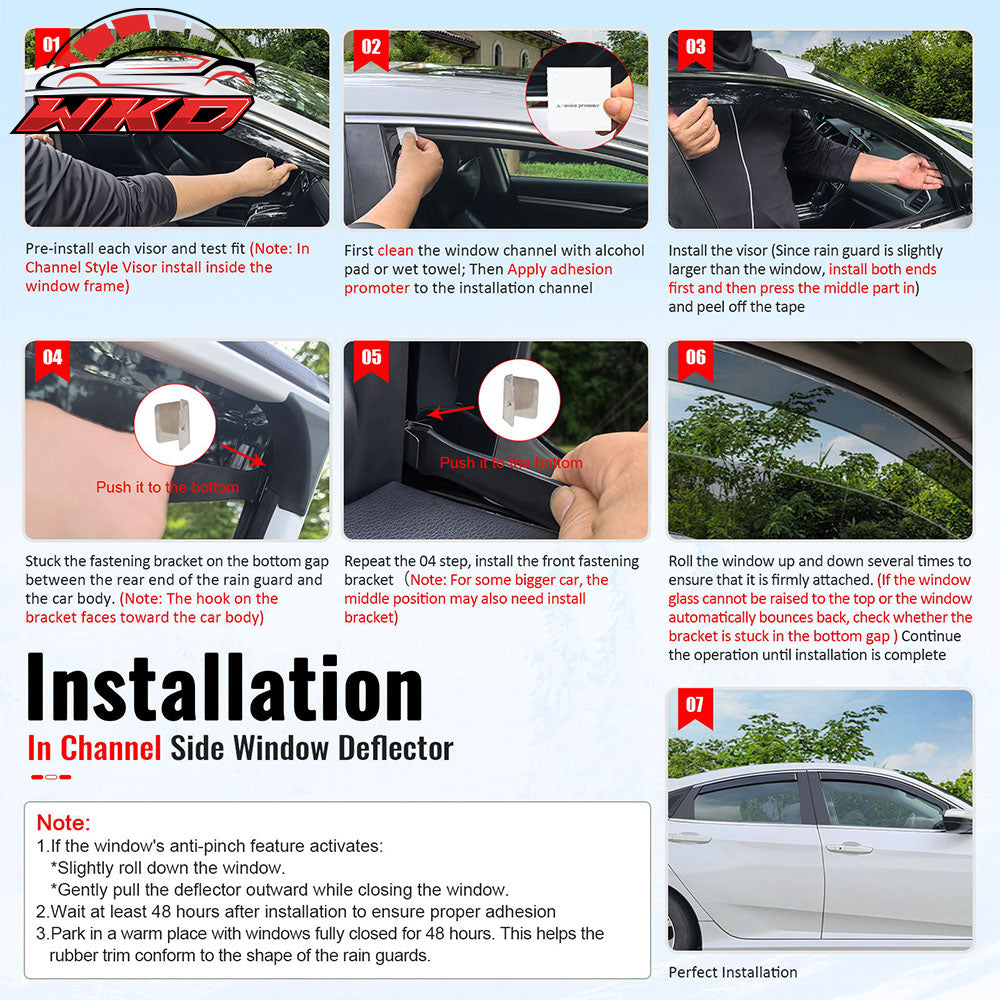 Fits 18-24 Toyota Camry In-Channel Window Visors Vent Rain Guards Deflectors PC