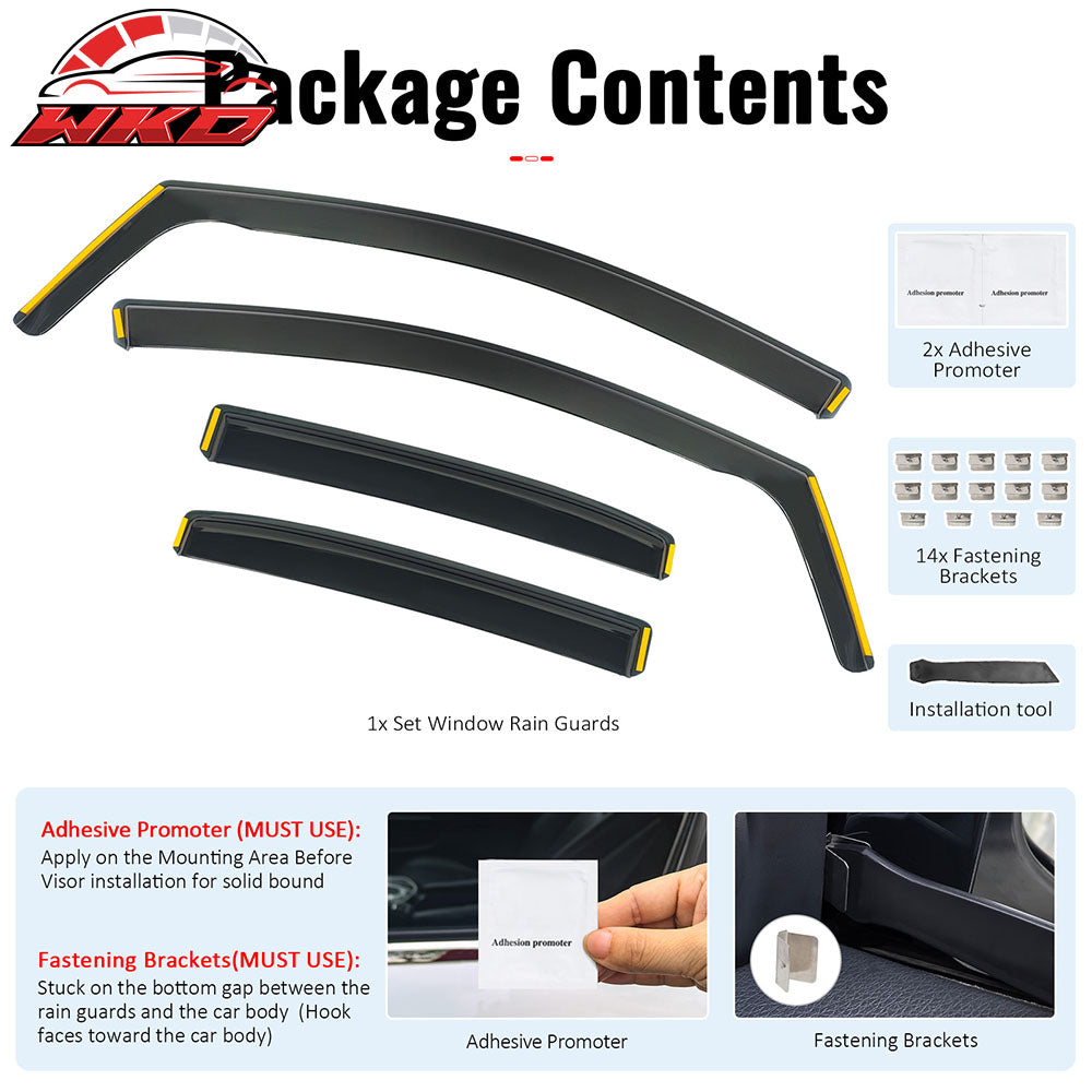 Fits 20-26 Toyota Corolla Sedan In-Channel Window Visors Guards Deflectors PC