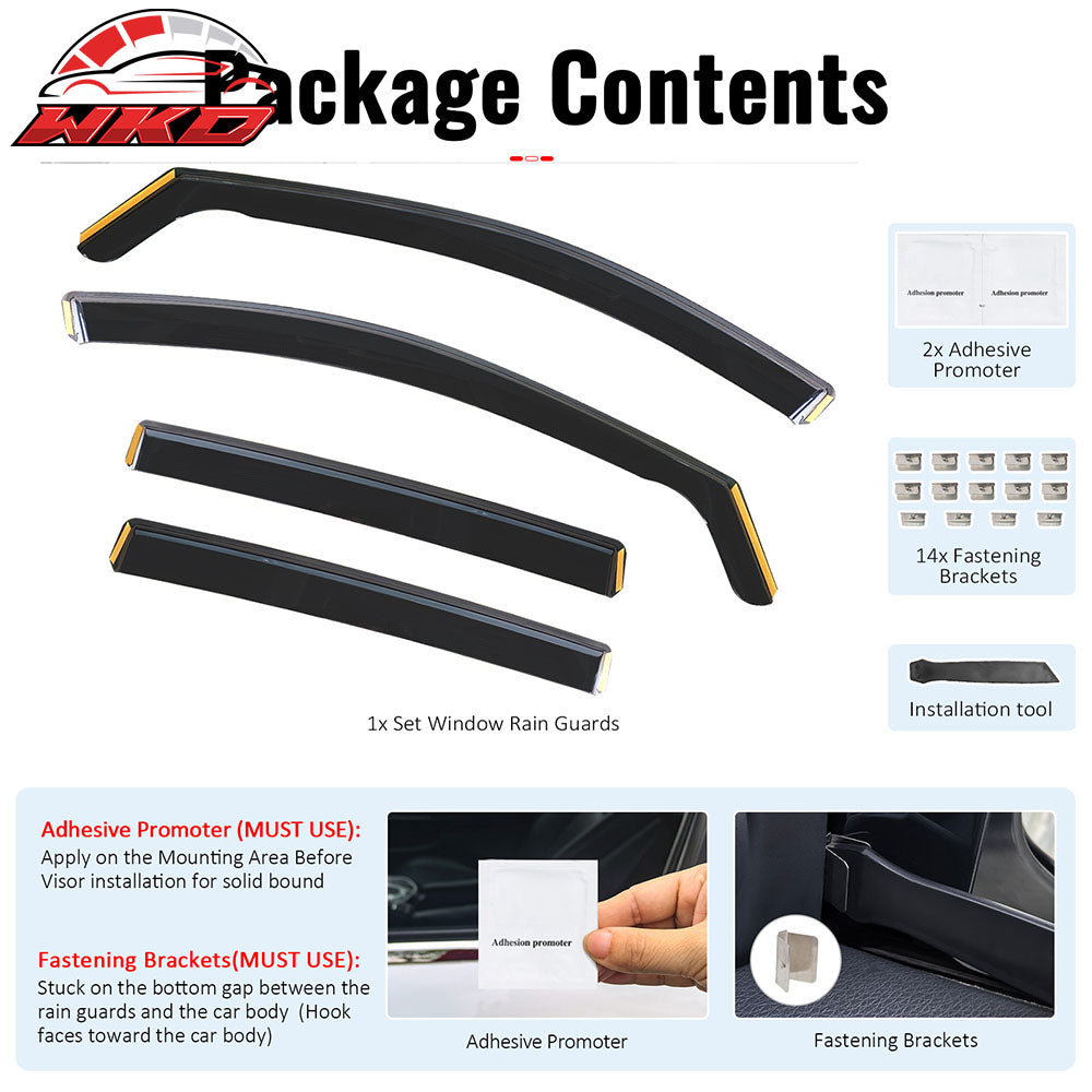 Fits 13-18 Toyota RAV4 In-Channel Window Visors Vent Rain Guards Deflectors PC