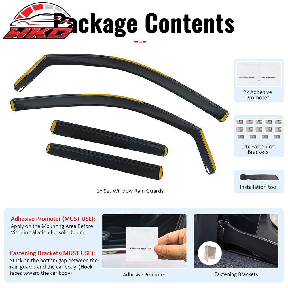 Fits 24-25 Toyota Tacoma Double Cab In-Channel Window Visors Guard Deflectors PC